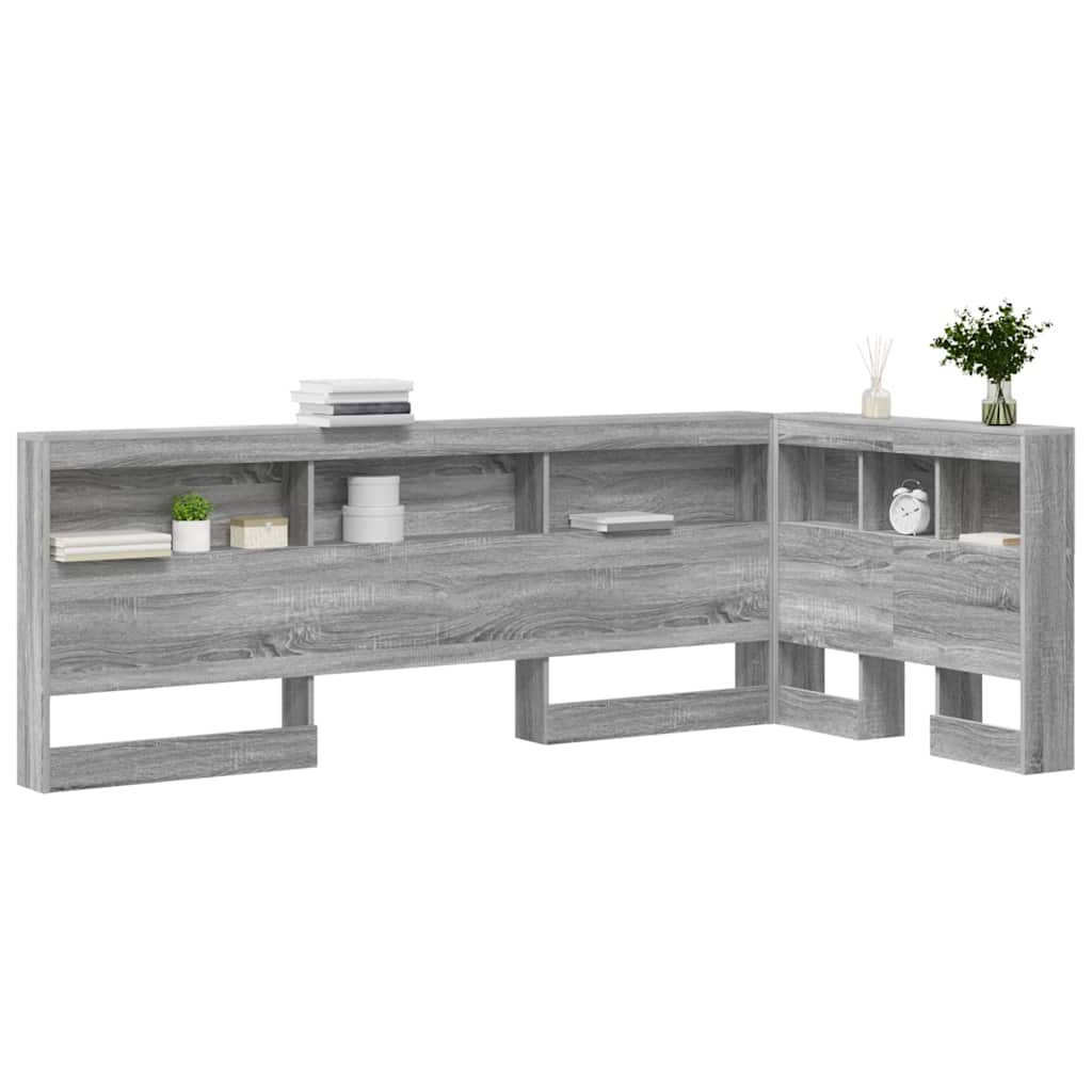 Opberghoofdbord met plank met hoofdeinde met opslag Grijs sonoma 80 cm Bewerkt hout
