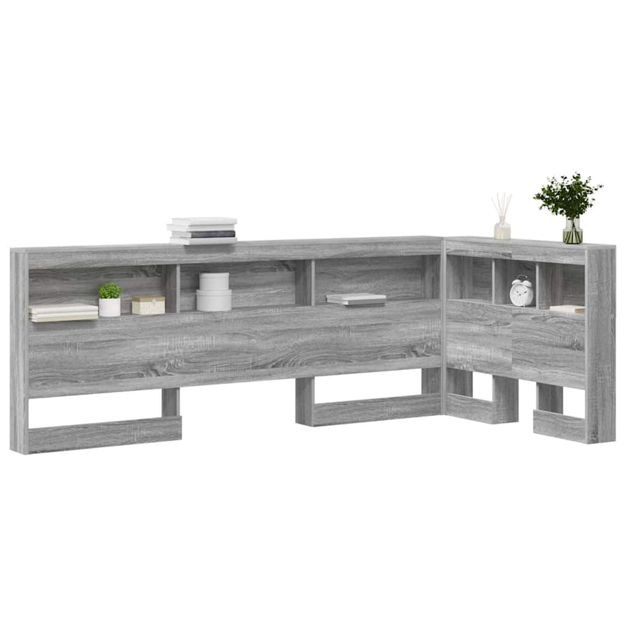 Opberghoofdbord met plank met hoofdeinde met opslag Grijs sonoma 80 cm Bewerkt hout