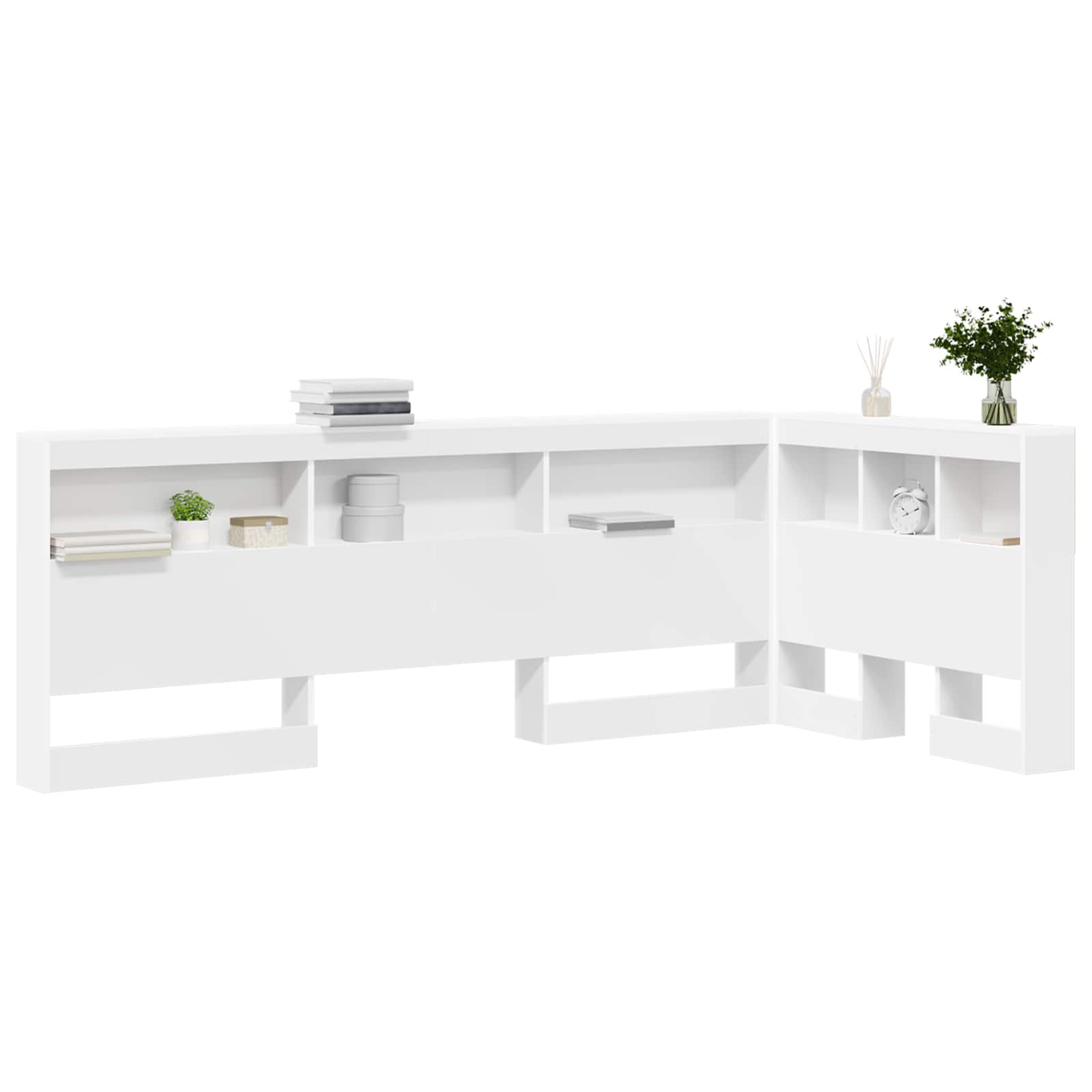 Opberghoofdbord met plank met hoofdeinde Wit 90 cm Bewerkt hout