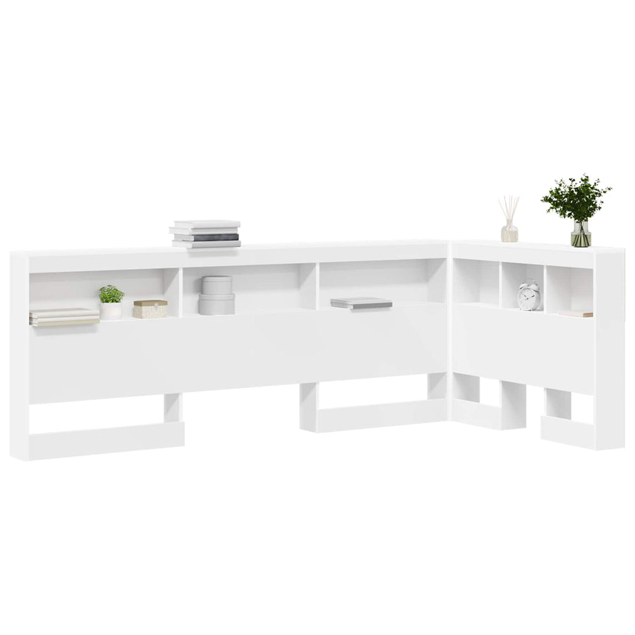 Opberghoofdbord met plank met hoofdeinde Wit 90 cm Bewerkt hout