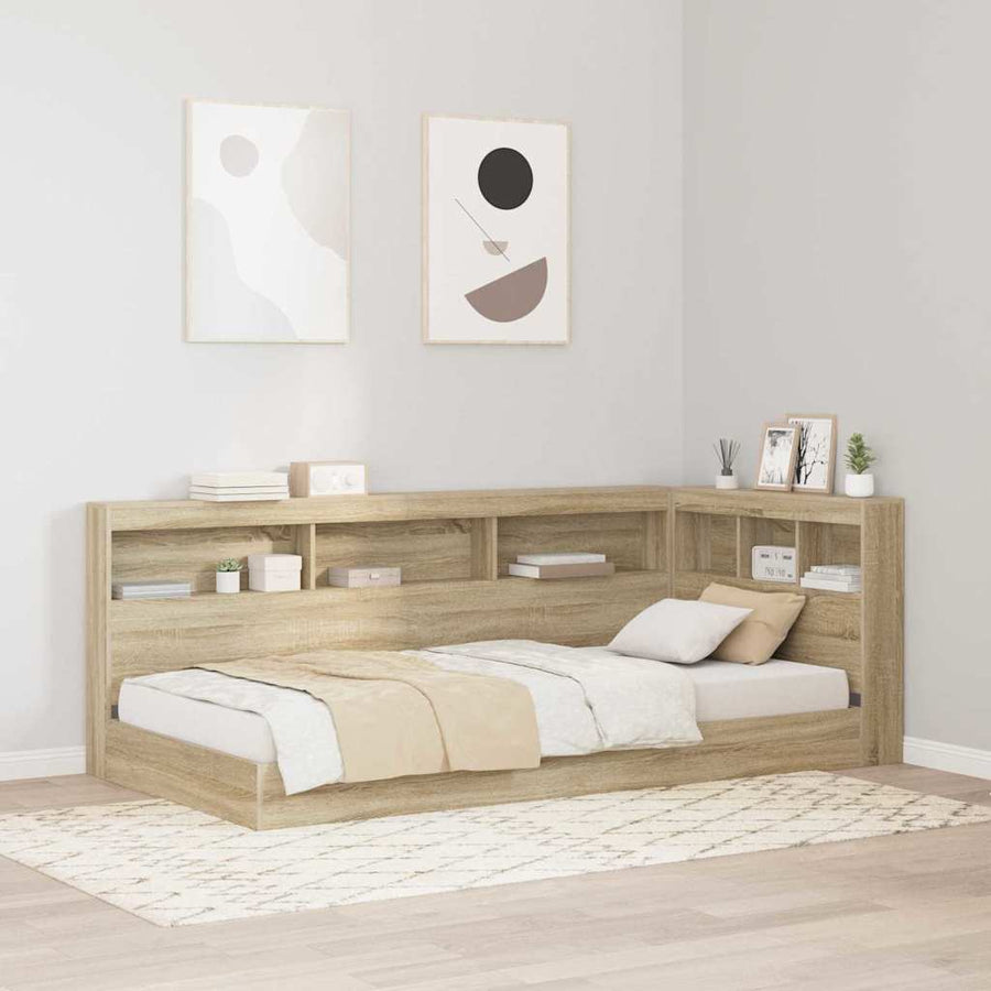 Opberghoofdbord met plank met hoofdeinde met opslag Sonoma eiken 90 cm Bewerkt hout