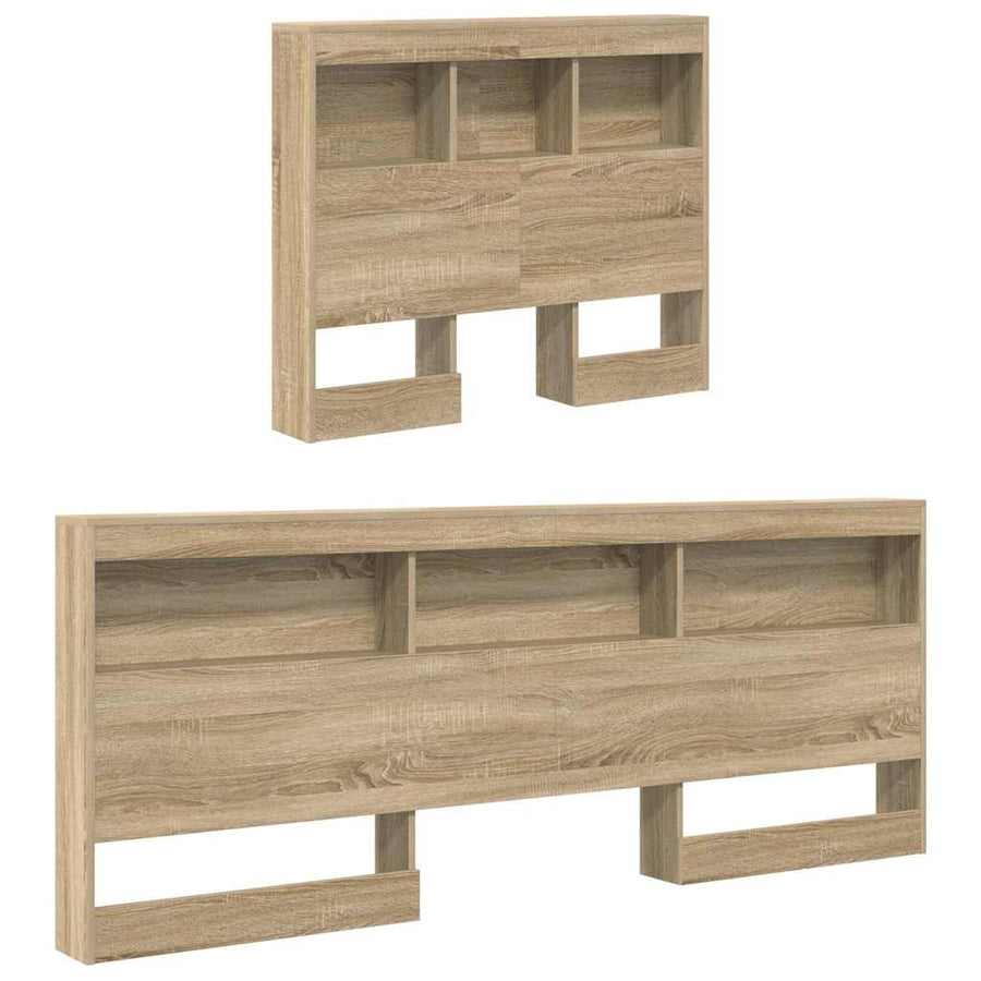 Opberghoofdbord met plank met hoofdeinde met opslag Sonoma eiken 90 cm Bewerkt hout