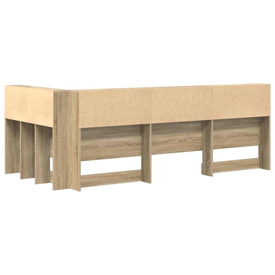 Opberghoofdbord met plank met hoofdeinde met opslag Sonoma eiken 90 cm Bewerkt hout