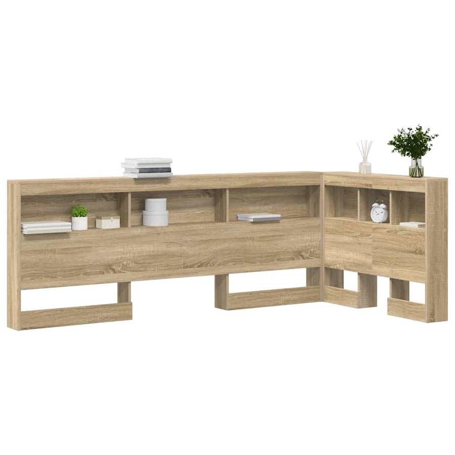 Opberghoofdbord met plank met hoofdeinde met opslag Sonoma eiken 90 cm Bewerkt hout