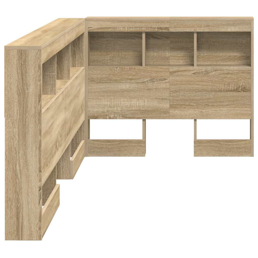 Opberghoofdbord met plank met hoofdeinde met opslag Sonoma eiken 90 cm Bewerkt hout