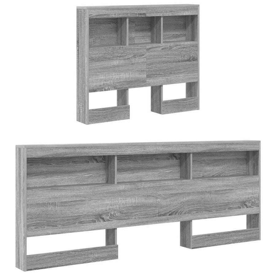Opberghoofdbord met plank met hoofdeinde met opslag Grijs sonoma 90 cm Bewerkt hout