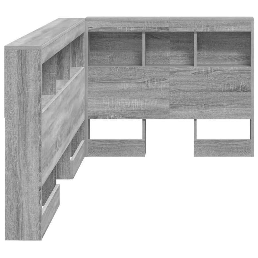 Opberghoofdbord met plank met hoofdeinde met opslag Grijs sonoma 90 cm Bewerkt hout