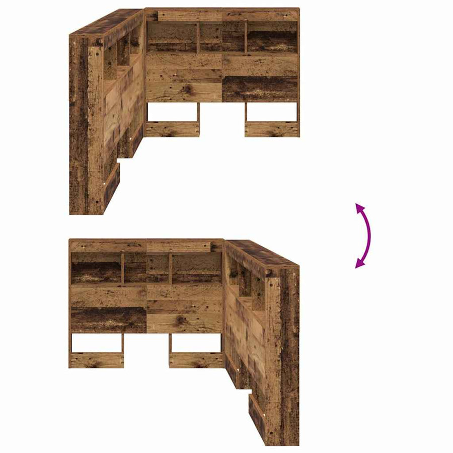 Opberghoofdbord Oud hout 90 cm Engineered hout en Melamine