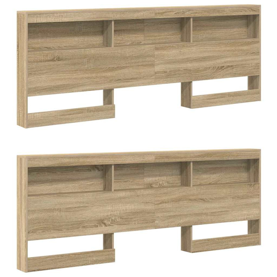 Opberghoofdbord met plank met hoofdeinde met opslag Sonoma eiken 200 cm Bewerkt hout