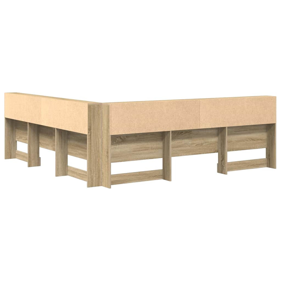 Opberghoofdbord met plank met hoofdeinde met opslag Sonoma eiken 200 cm Bewerkt hout