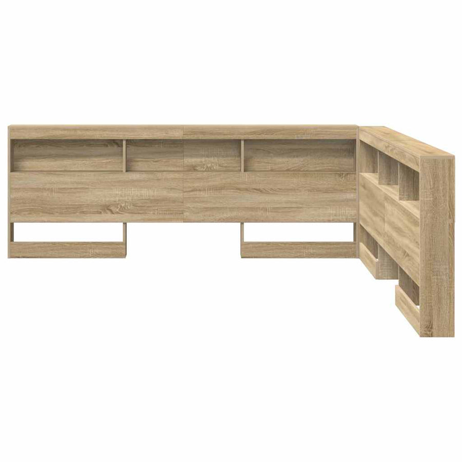 Opberghoofdbord met plank met hoofdeinde met opslag Sonoma eiken 200 cm Bewerkt hout
