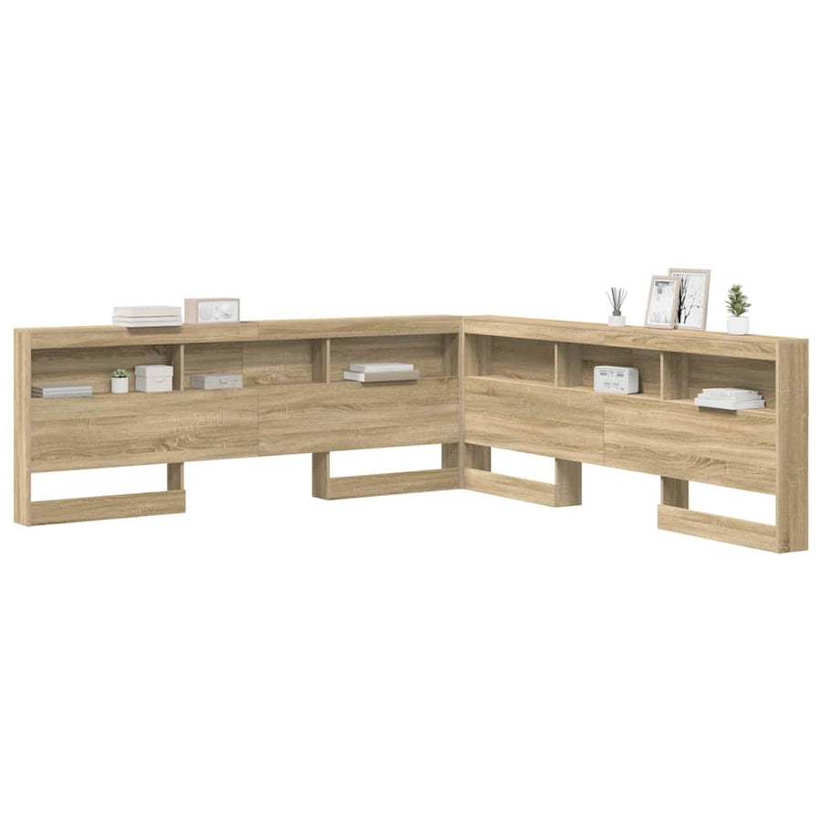Opberghoofdbord met plank met hoofdeinde met opslag Sonoma eiken 200 cm Bewerkt hout