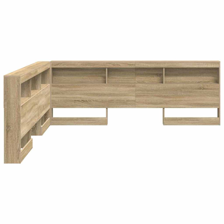 Opberghoofdbord met plank met hoofdeinde met opslag Sonoma eiken 200 cm Bewerkt hout