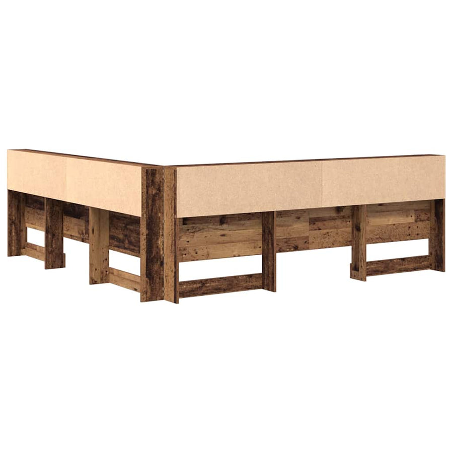 Opberghoofdbord met plank met hoofdeinde met opslag Oud hout 200 cm Bewerkt hout