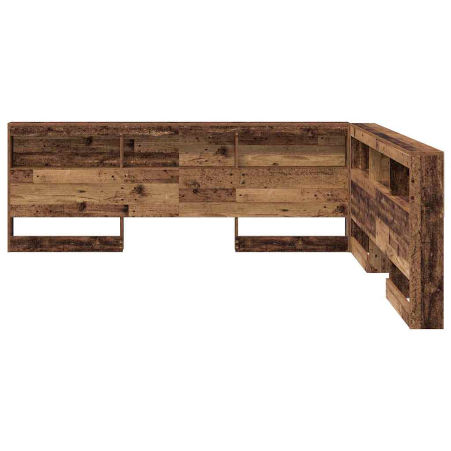 Opberghoofdbord met plank met hoofdeinde met opslag Oud hout 200 cm Bewerkt hout