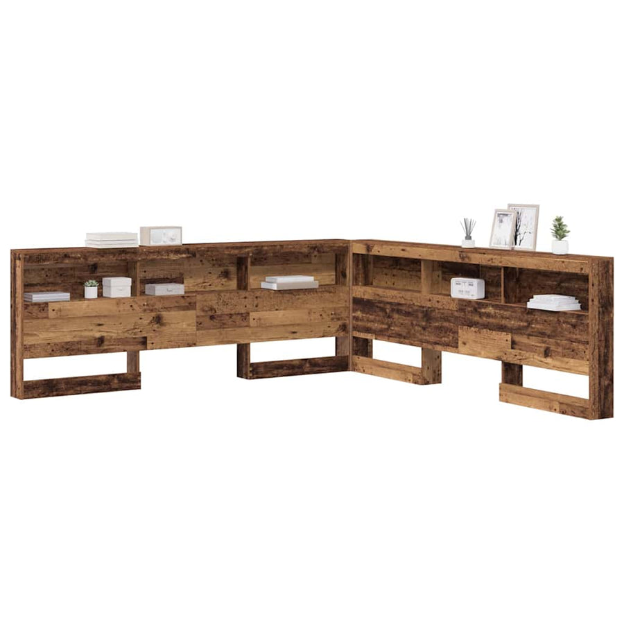Opberghoofdbord met plank met hoofdeinde met opslag Oud hout 200 cm Bewerkt hout