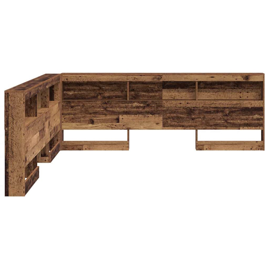 Opberghoofdbord met plank met hoofdeinde met opslag Oud hout 200 cm Bewerkt hout