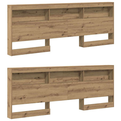 Opberghoofdbord artisanaal eikenkleurig 200 cm Bewerkt hout