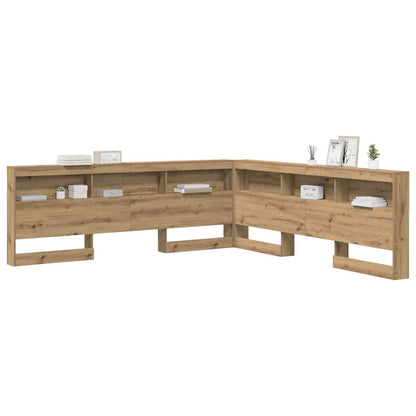Opberghoofdbord artisanaal eikenkleurig 200 cm Bewerkt hout