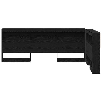Opberghoofdbord met plank met hoofdeinde met opslag Zwart eiken 120 cm Bewerkt hout