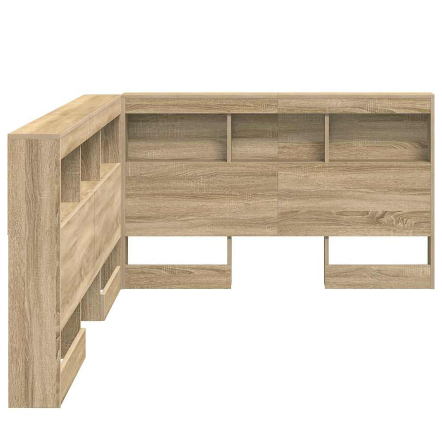 Opberghoofdbord met plank met hoofdeinde met opslag Sonoma eiken 120 cm Bewerkt hout