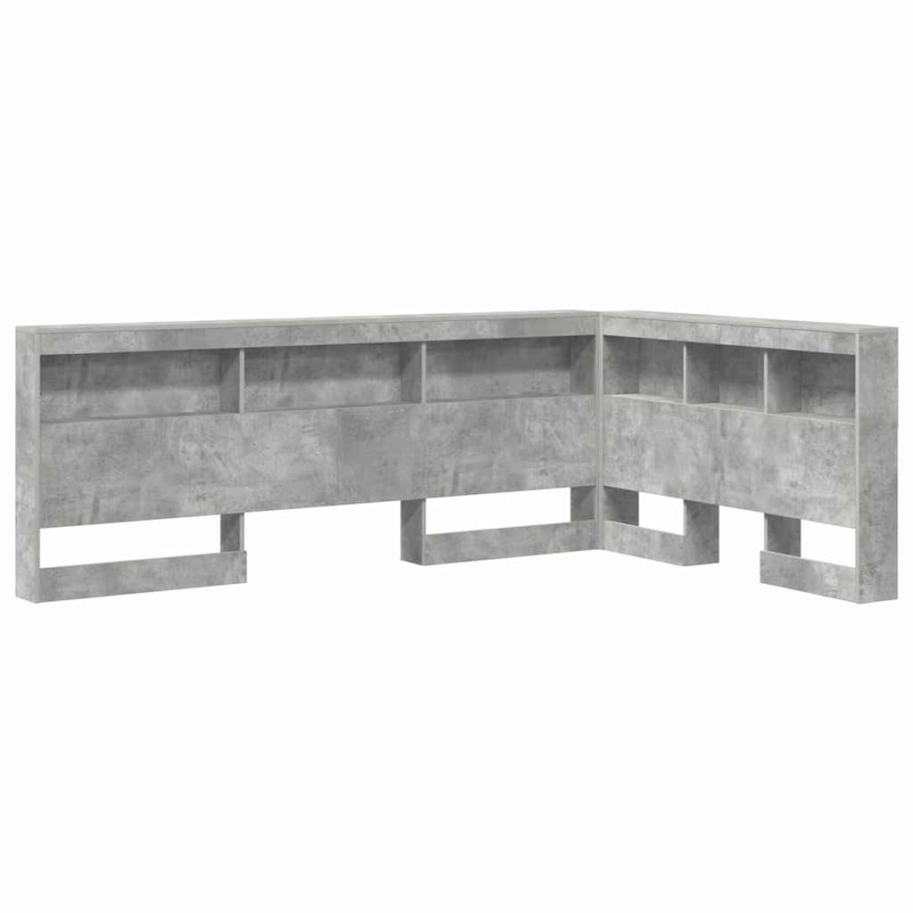 Opberghoofdbord met plank met hoofdeinde met opslag Betongrijs 120 cm Bewerkt hout