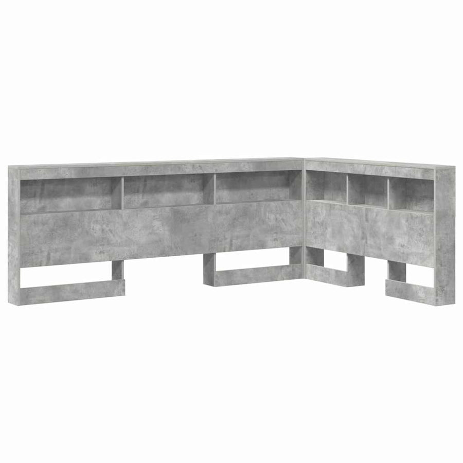 Opberghoofdbord met plank met hoofdeinde met opslag Betongrijs 120 cm Bewerkt hout