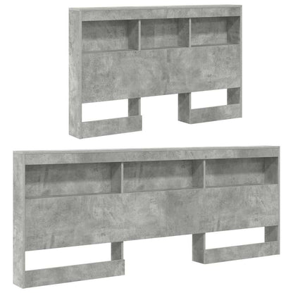 Opberghoofdbord met plank met hoofdeinde met opslag Betongrijs 120 cm Bewerkt hout