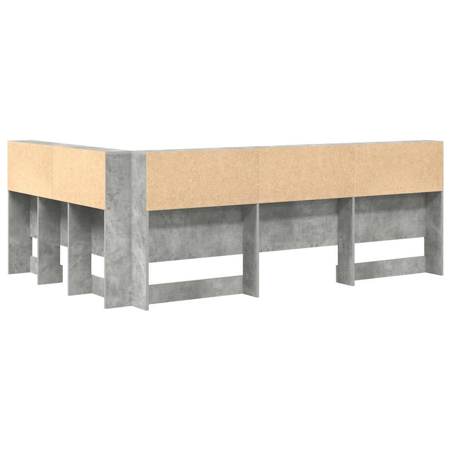Opberghoofdbord met plank met hoofdeinde met opslag Betongrijs 120 cm Bewerkt hout