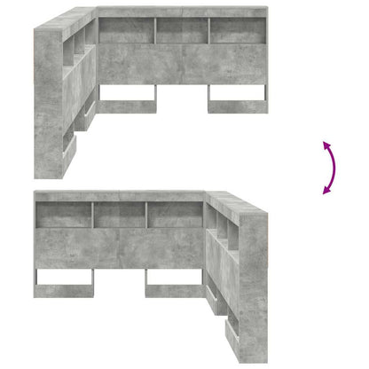 Opberghoofdbord met plank met hoofdeinde met opslag Betongrijs 120 cm Bewerkt hout