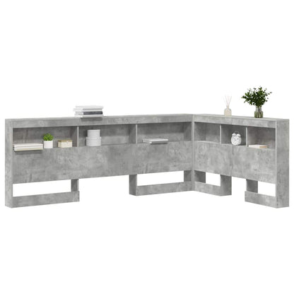Opberghoofdbord met plank met hoofdeinde met opslag Betongrijs 120 cm Bewerkt hout