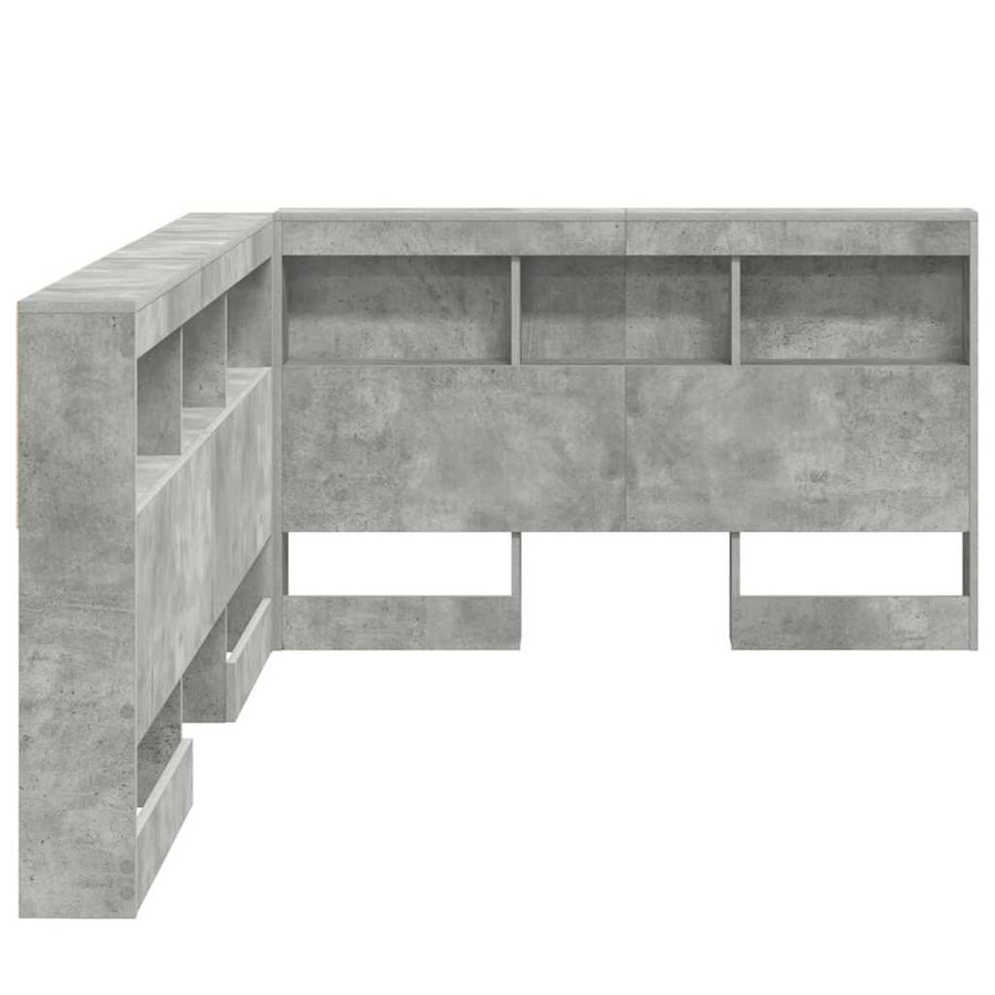 Opberghoofdbord met plank met hoofdeinde met opslag Betongrijs 120 cm Bewerkt hout