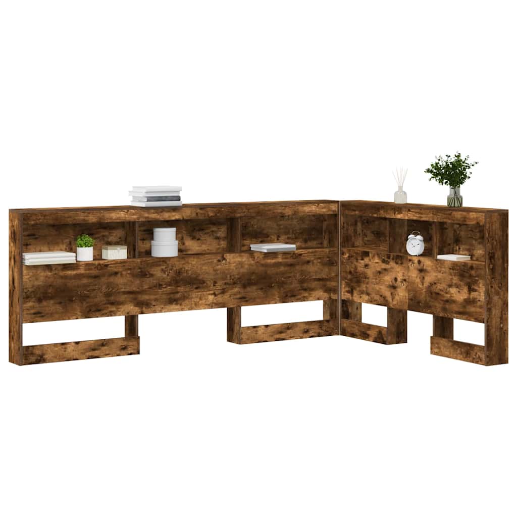 Opberghoofdbord met plank Gerookt eiken 120 cm Bewerkt hout