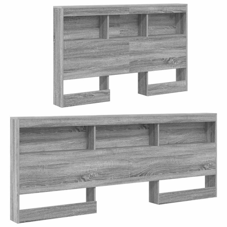 Opberghoofdbord met plank met hoofdeinde met opslag Grijs sonoma 120 cm Bewerkt hout
