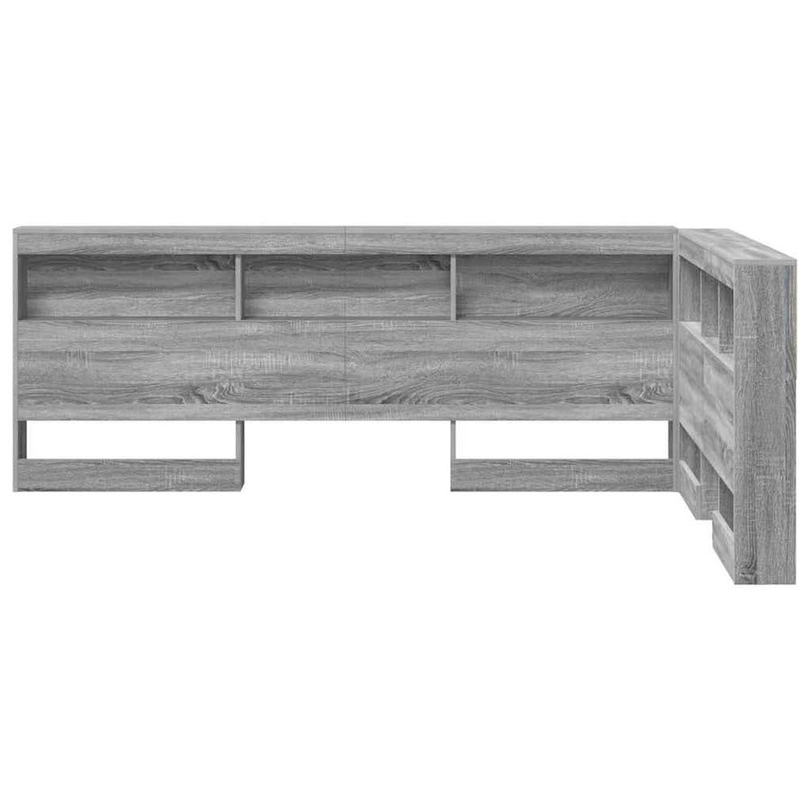Opberghoofdbord met plank met hoofdeinde met opslag Grijs sonoma 120 cm Bewerkt hout