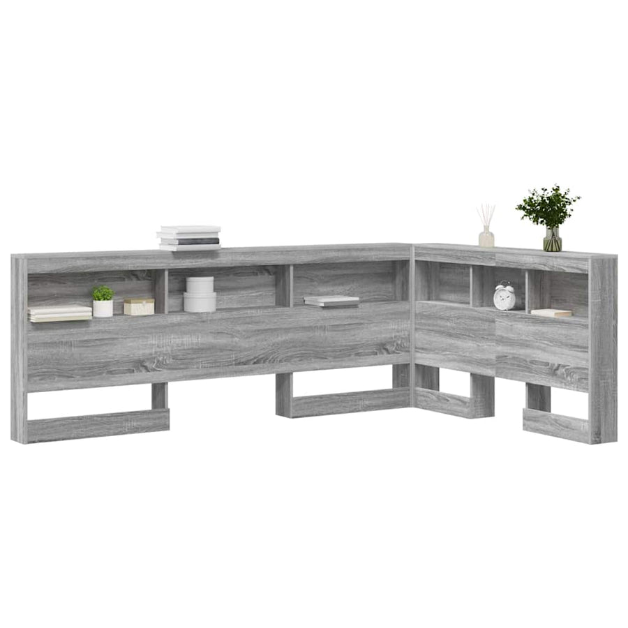 Opberghoofdbord met plank met hoofdeinde met opslag Grijs sonoma 120 cm Bewerkt hout