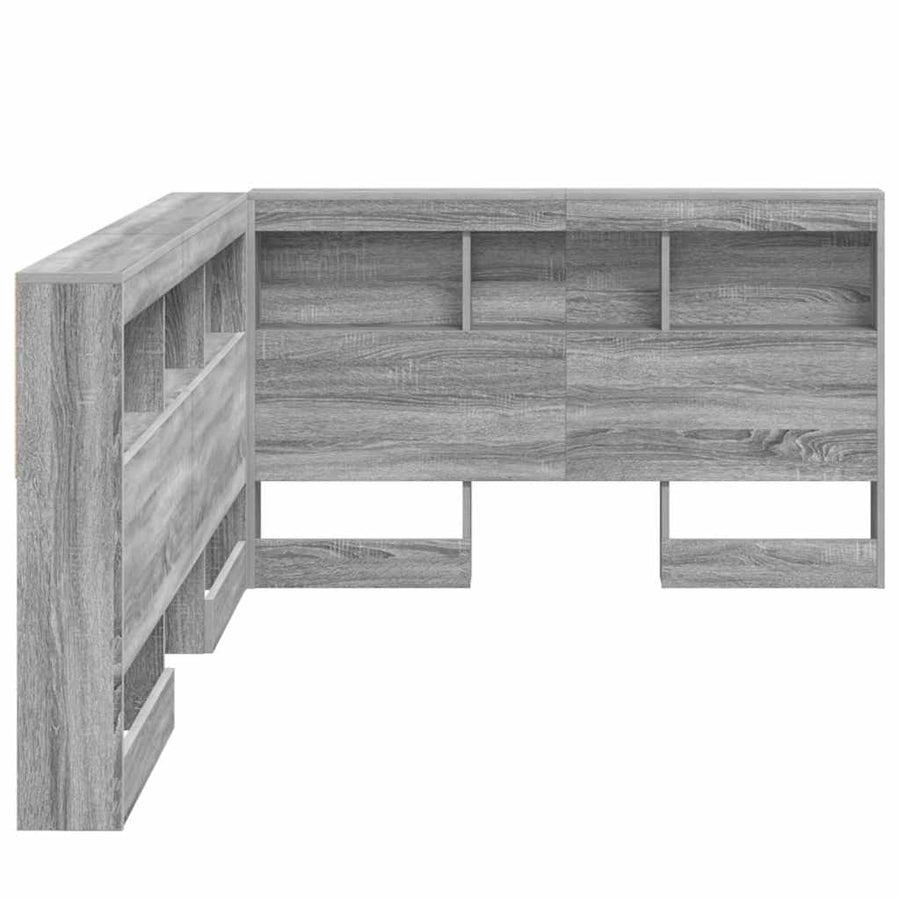 Opberghoofdbord met plank met hoofdeinde met opslag Grijs sonoma 120 cm Bewerkt hout
