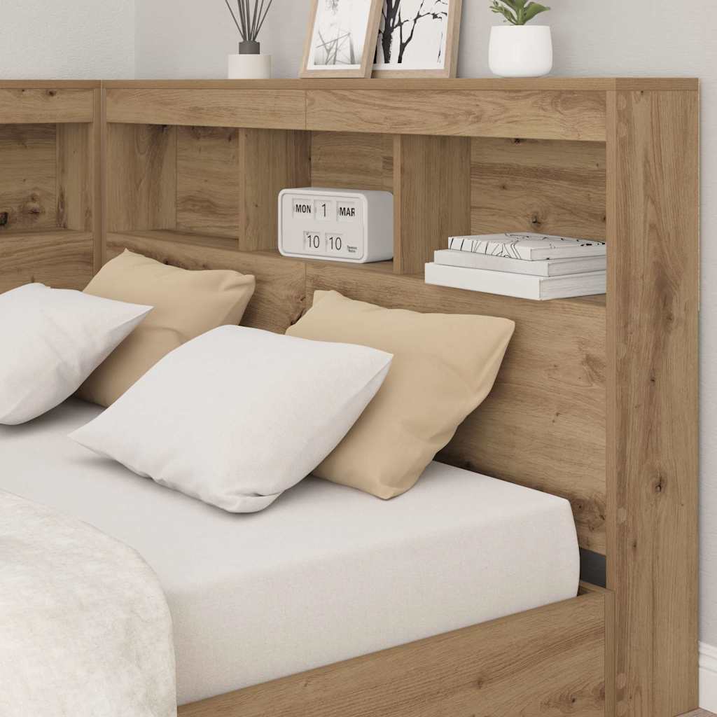 Opberghoofdbord met plank Artisan Eiken 120 cm Bewerkt hout