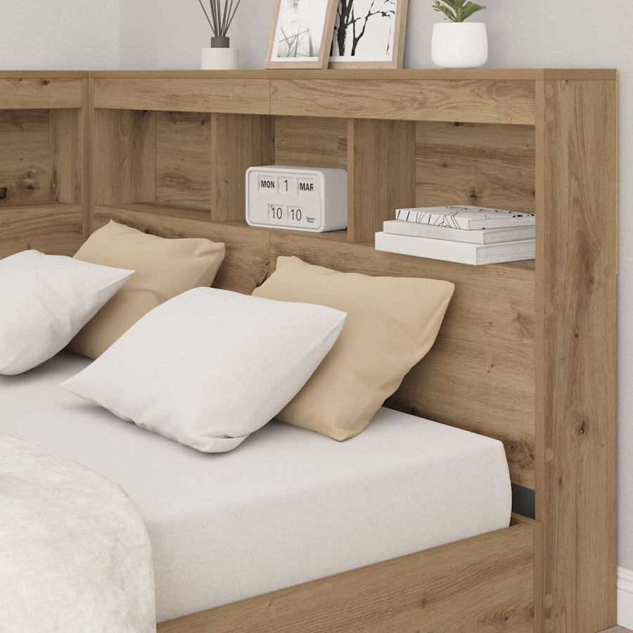 Opberghoofdbord met plank Artisan Eiken 120 cm Bewerkt hout