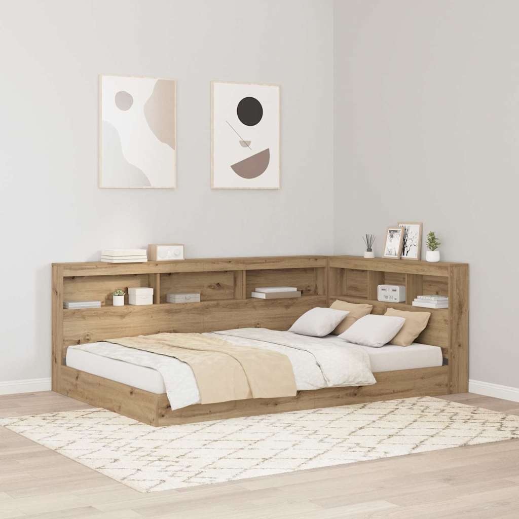 Opberghoofdbord met plank Artisan Eiken 120 cm Bewerkt hout
