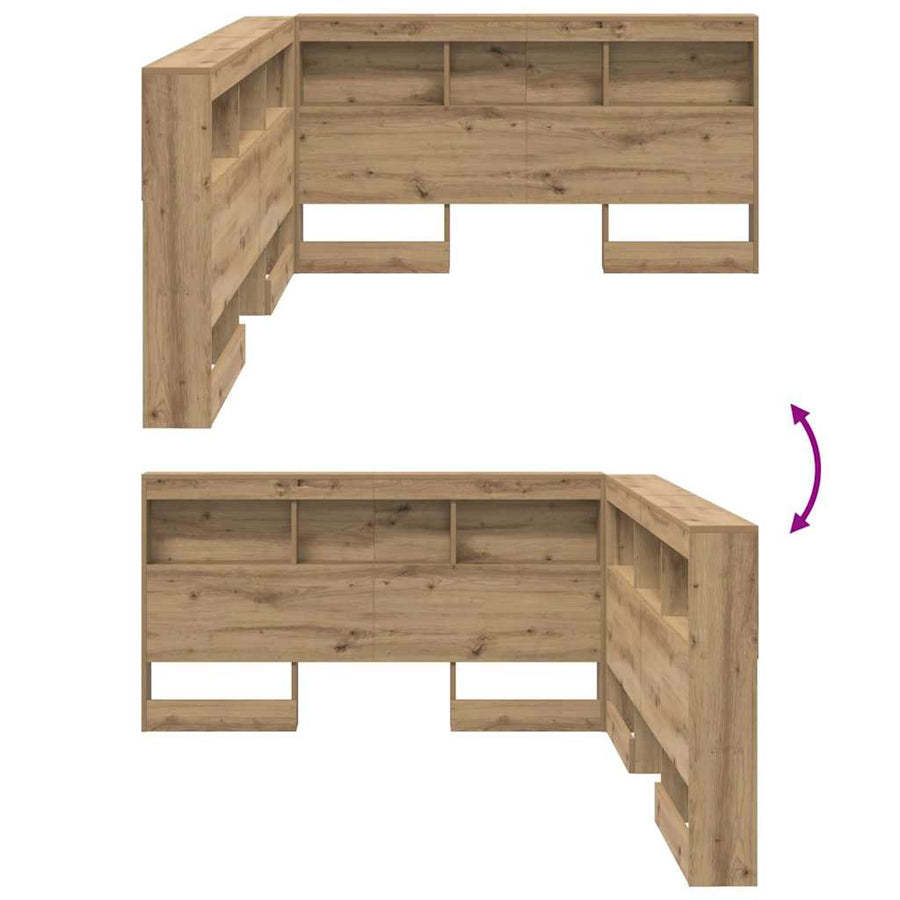 Opberghoofdbord artisanaal eikenkleurig 140 cm Melamine