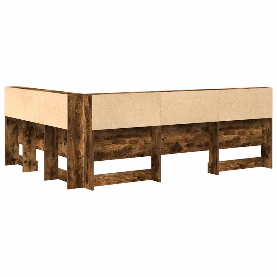 Opberghoofdbord met plank Gerookt eiken 150 cm Bewerkt hout