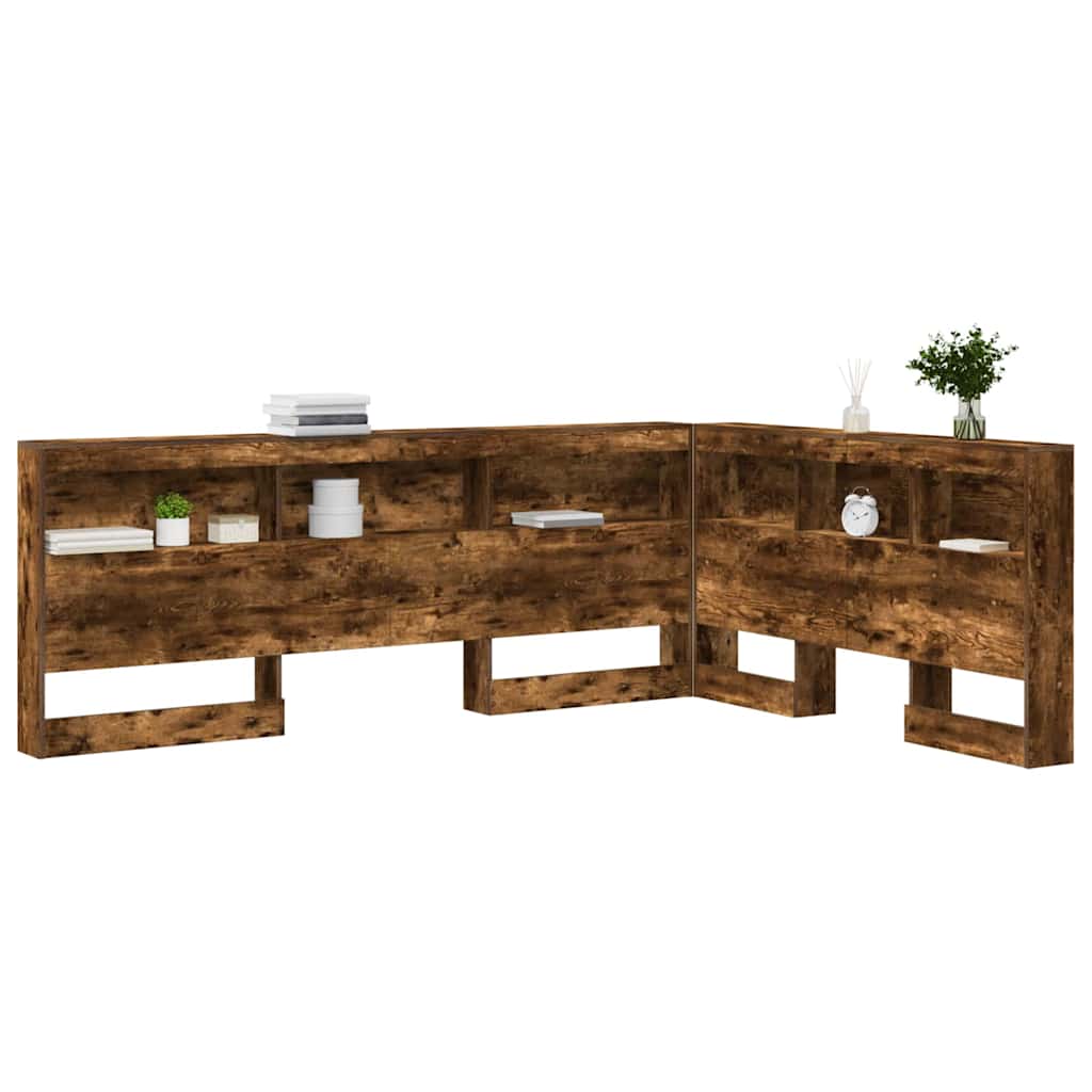Opberghoofdbord met plank Gerookt eiken 150 cm Bewerkt hout
