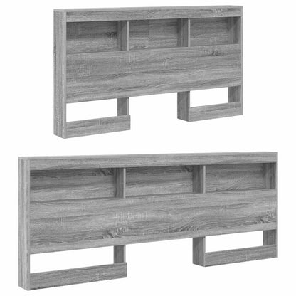 Opberghoofdbord met plank met hoofdeinde met opslag Grijs sonoma 150 cm Bewerkt hout