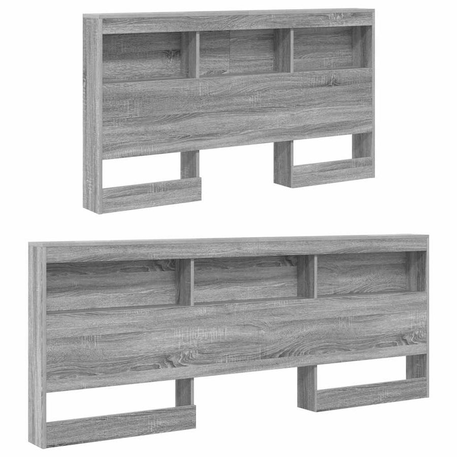 Opberghoofdbord met plank met hoofdeinde met opslag Grijs sonoma 150 cm Bewerkt hout