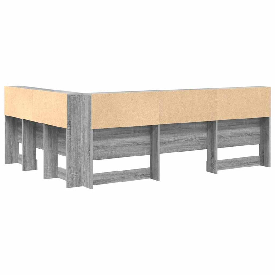 Opberghoofdbord met plank met hoofdeinde met opslag Grijs sonoma 150 cm Bewerkt hout