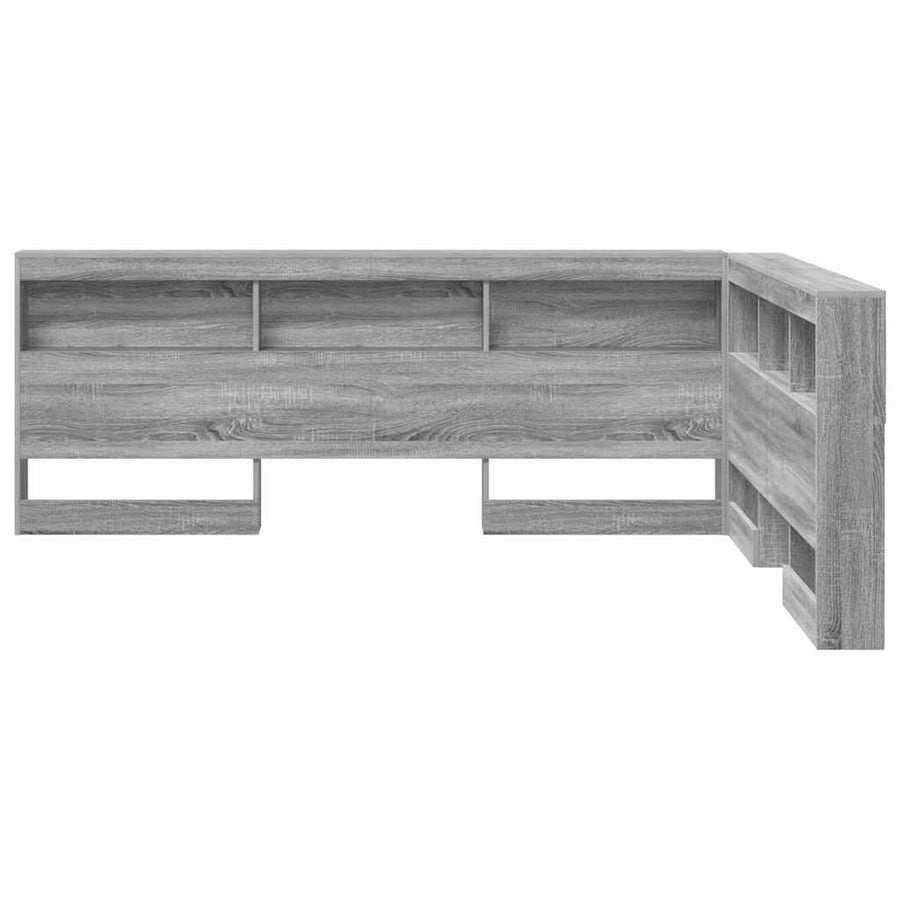 Opberghoofdbord met plank met hoofdeinde met opslag Grijs sonoma 150 cm Bewerkt hout