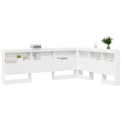 Opberghoofdbord met plank met hoofdeinde met opslag Wit 160 cm Bewerkt hout