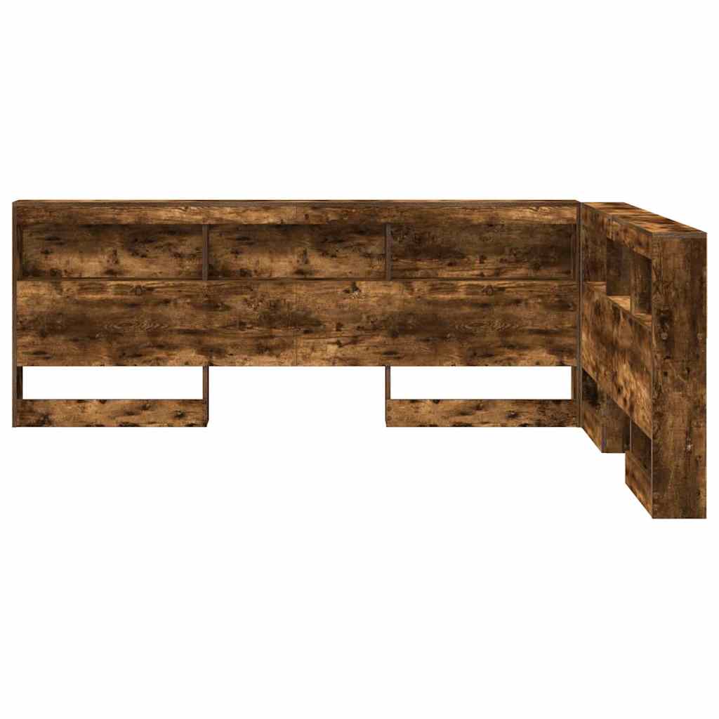 Opberghoofdbord Met Plank 160 Cm Bewerkt Hout Gerookt Eiken 160 x 200 cm