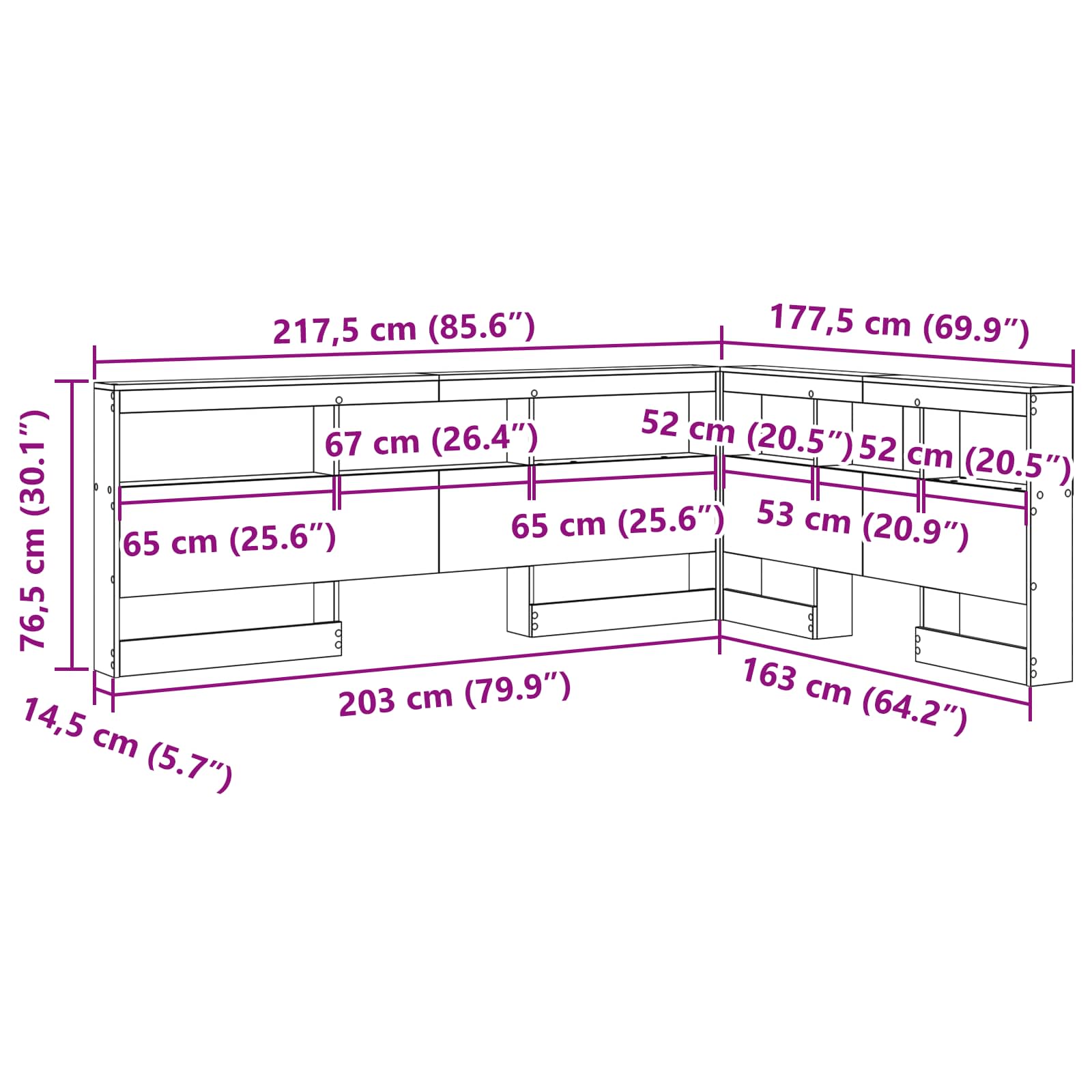 Opberghoofdbord Met Plank 160 Cm Bewerkt Hout 160 x 200 cm